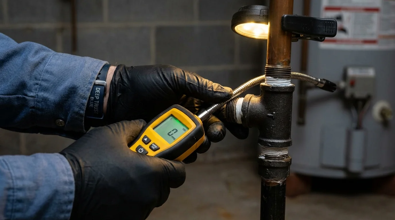 Gas leak detection with electronic sniffer by Johns Plumbing LLC in Holts Summit