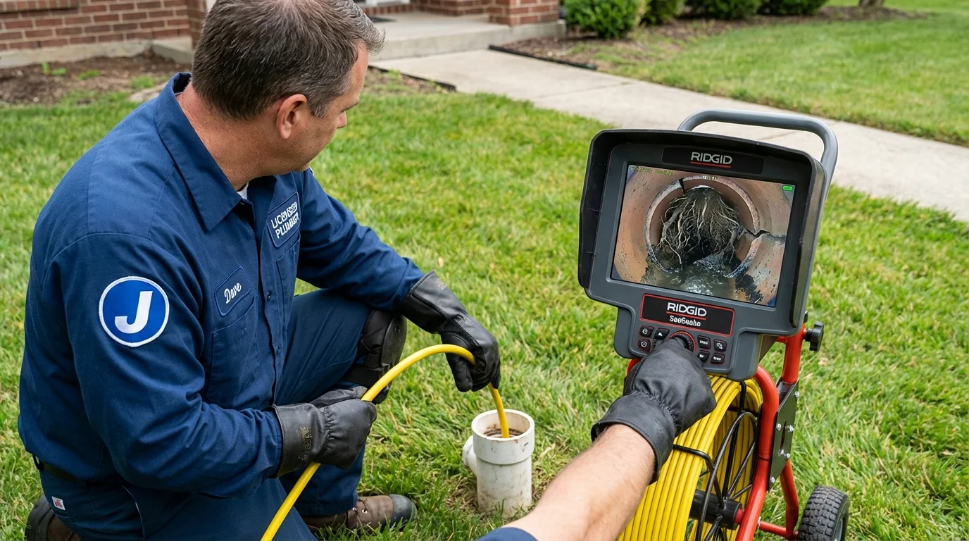 Sewer camera inspection being performed by Johns Plumbing LLC in Holts Summit